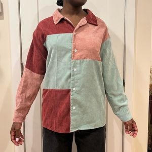 Romwe colorblock corduroy shirt size small